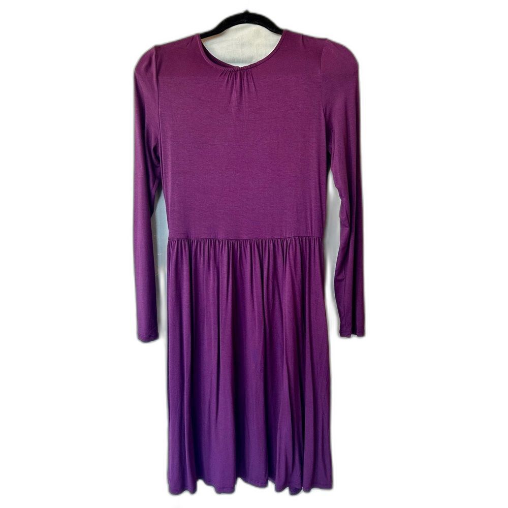 ModCloth Comfy Knit Purple Long Sleeve Midi Dress